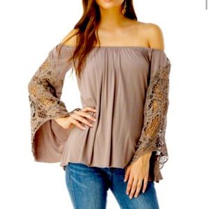 Sky brand clama top in taupe